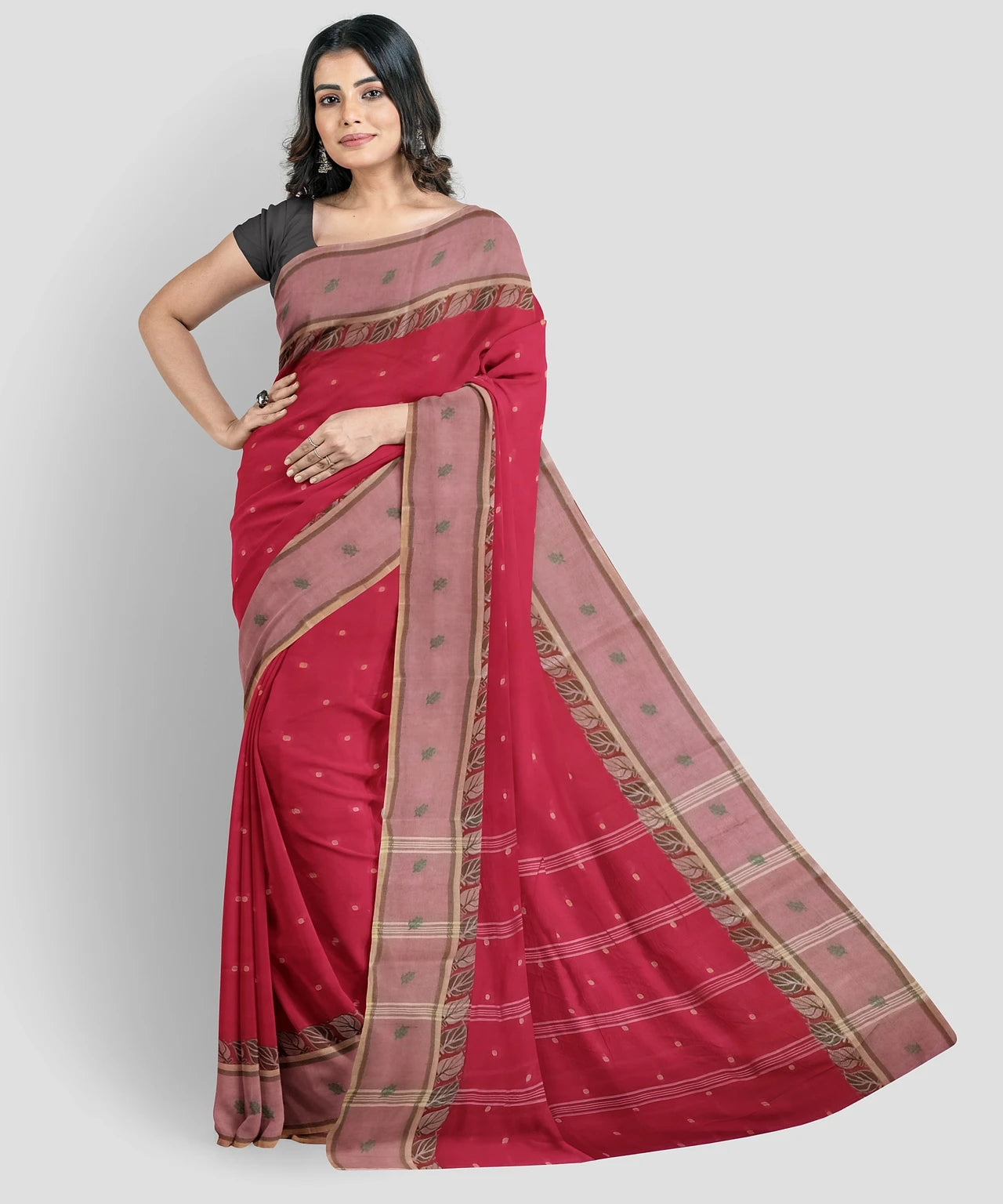 Woven Kanjivaram Silk Blend Saree (Pink)
