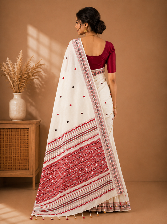 Premium Assam Khadi Saree – Timeless Handwoven Elegance