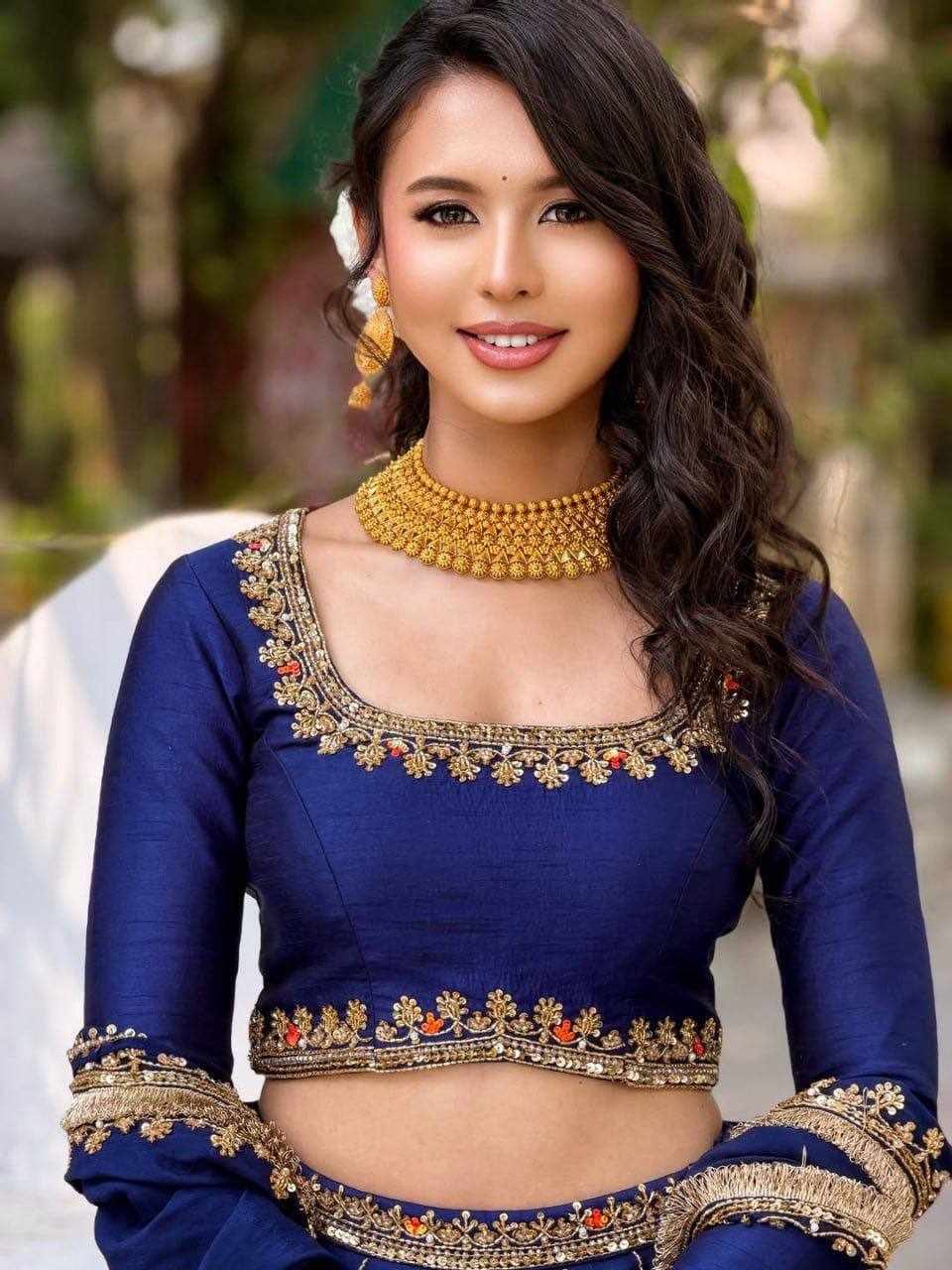 Royal Blue Embroidered Lehenga Set