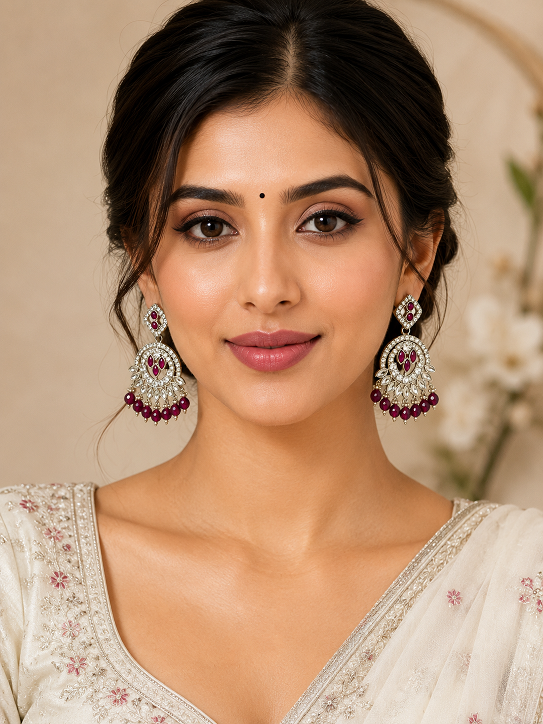Ruby Stone Chandbali Earrings