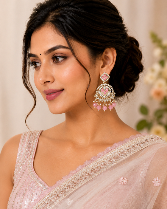 Blush Pink Chandbali Earrings