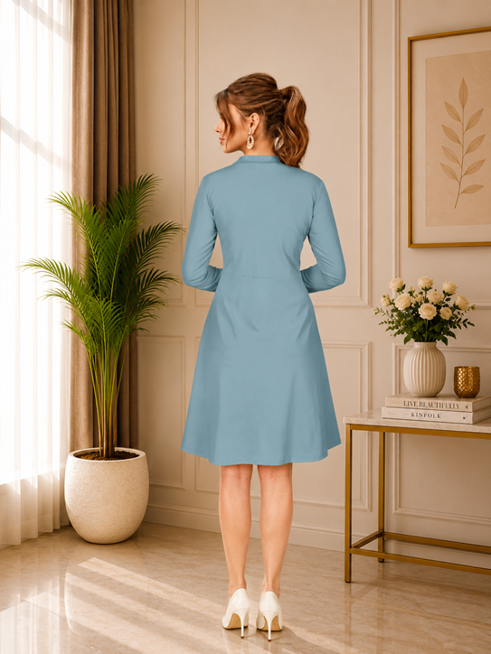 Women's Knitting stretchable Solid Round Neck Full Sleeve Dress (Pista)       BSB71NYYYP_D_589_Pista_L