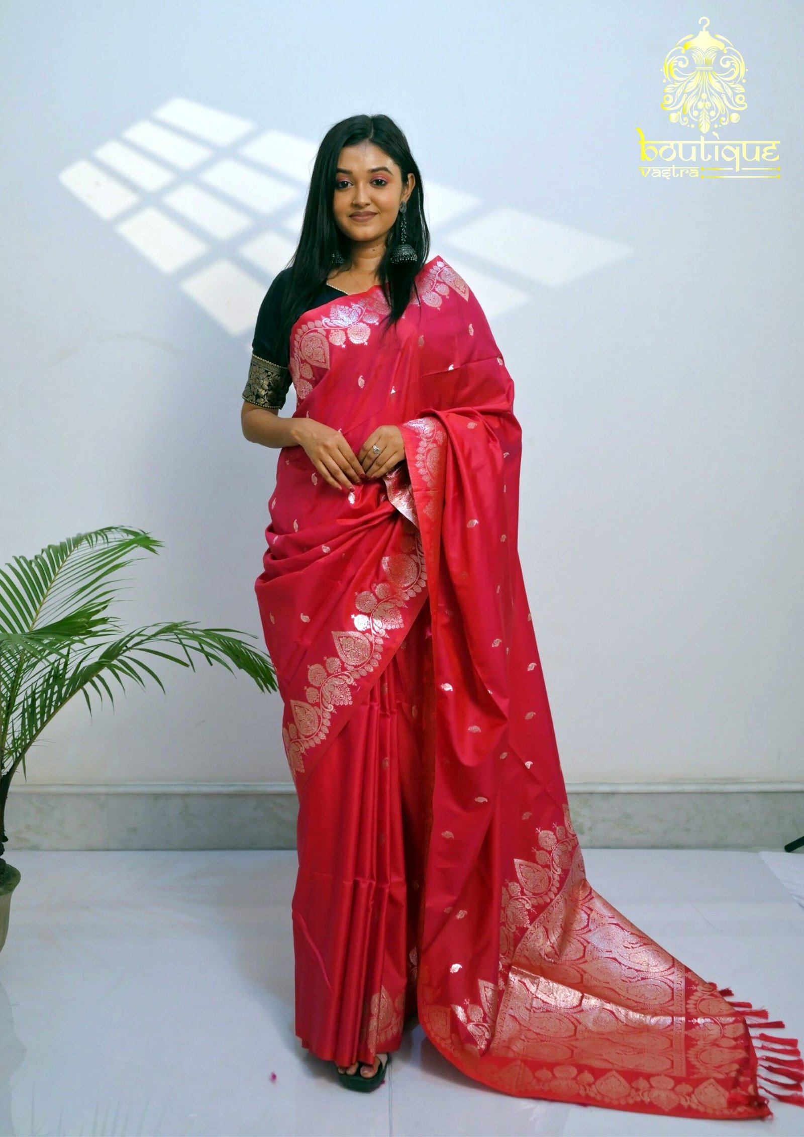 Premium Pink Bahurani Open Border Saree